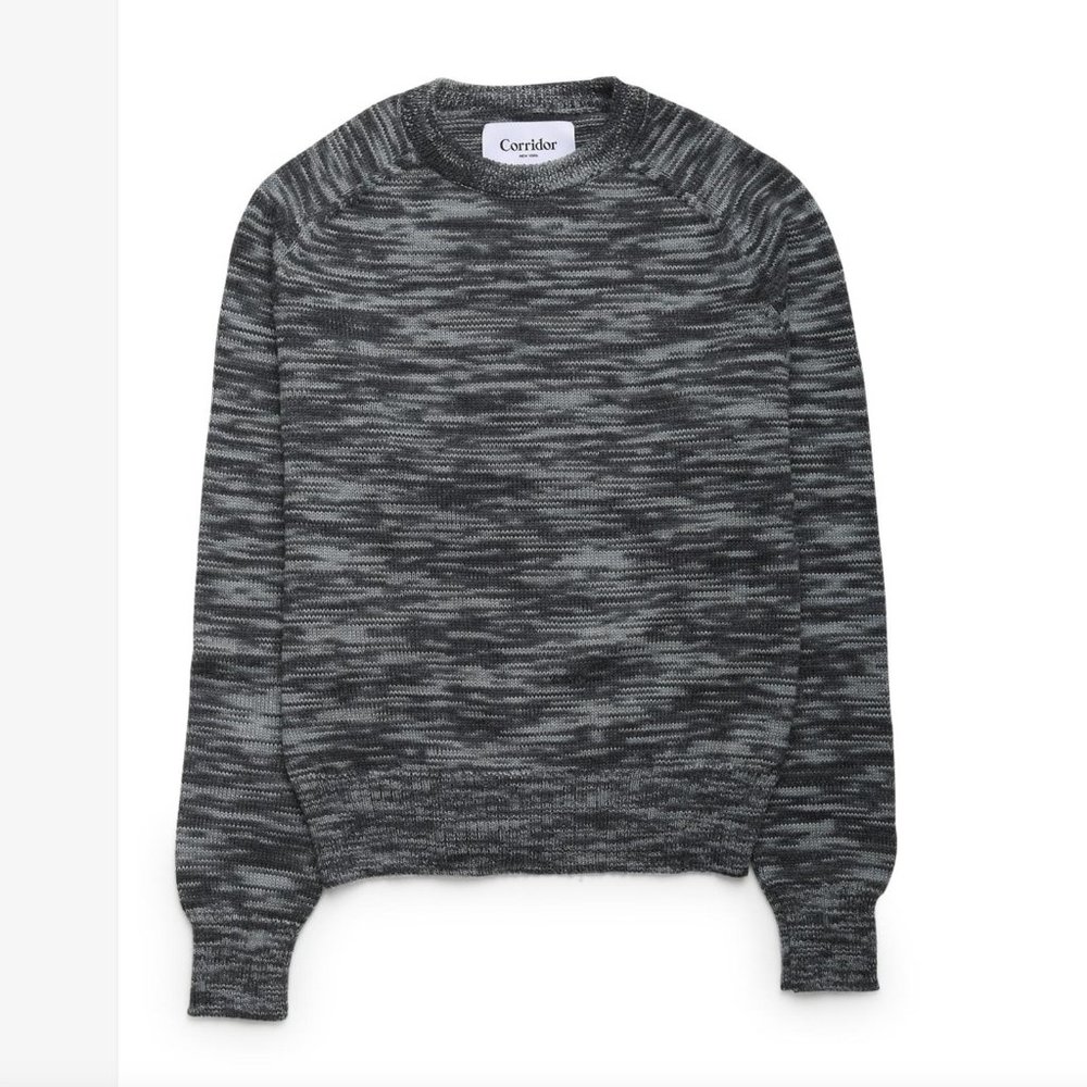 Corridor 100% Alpaca Hair Grey Space Dye Crewneck Long-Sleeve Sweater Size L